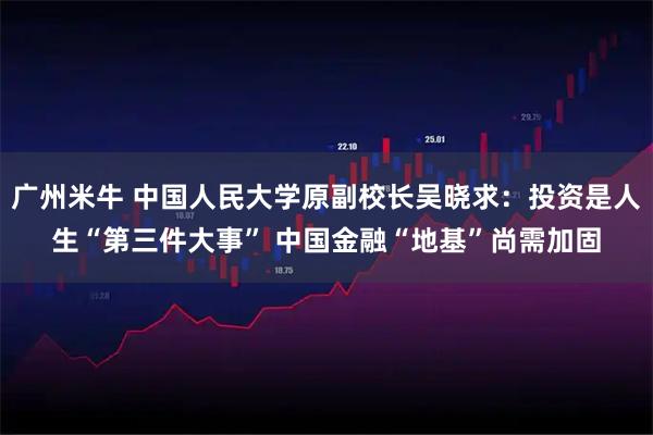 广州米牛 中国人民大学原副校长吴晓求：投资是人生“第三件大事” 中国金融“地基”尚需加固